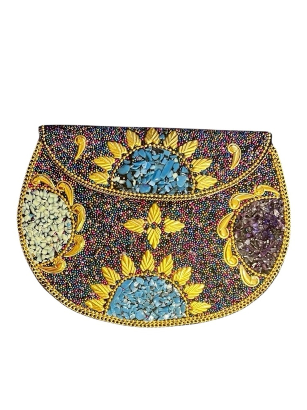 RAMLA Handmade Beaded Stone Clutch Crossbody – One Size